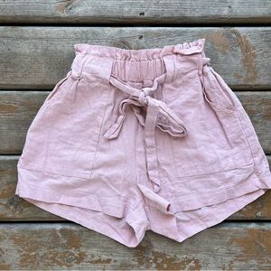 SHEIN Linen Style Light Pink Shorts With Tie Up Belt - Size Small